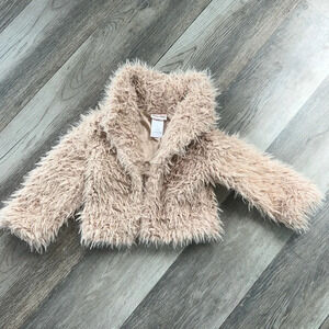 Little Lass Girls Brown | Tan Faux Fur Winter Coat Youth Size 5